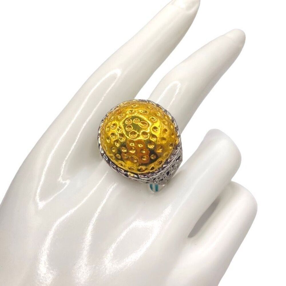 Gold and Silver Mixed Metal Two Tone Dome Ring Size 8.5